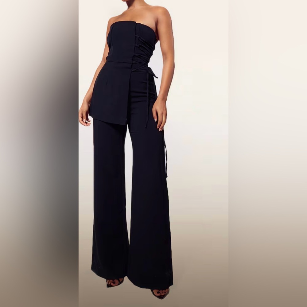 PrettyLittleThing Elegant Black Strapless Jumpsuit